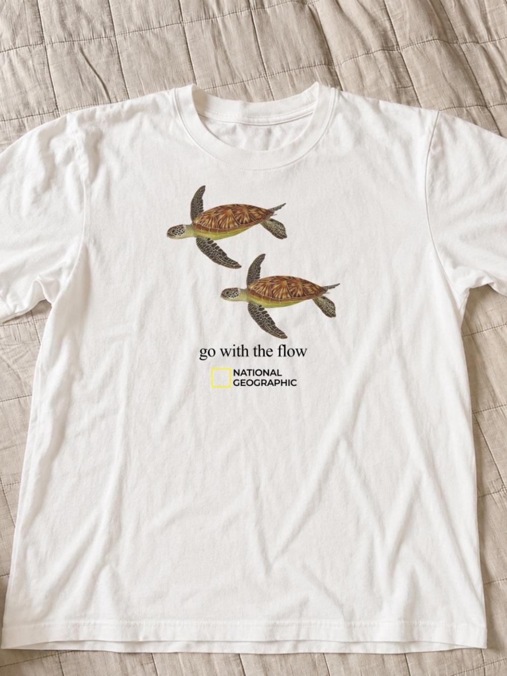 White Tee with Sea Turtle Graphic